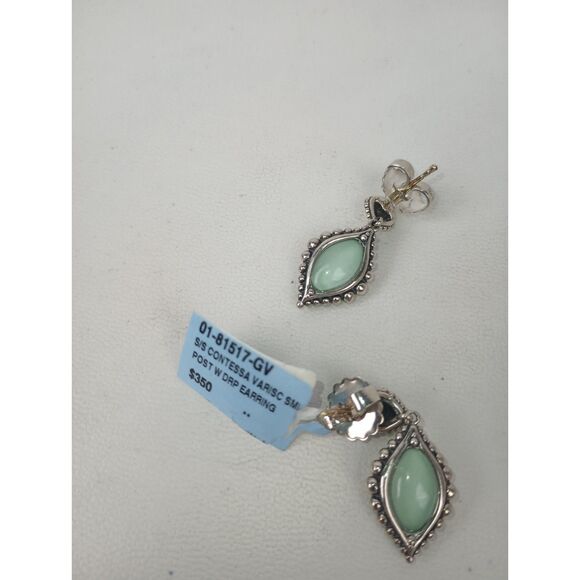 Lagos Contessa Sterling Silver 18K Gold Post Variscite Dangle Earrings $350 - Picture 3 of 5